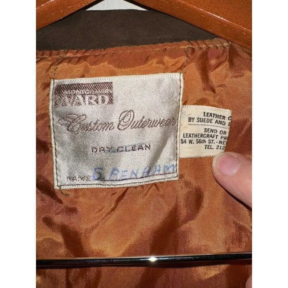 Vintage 1960’s Montgomery Ward Suede Fringe Girls Lined Leather Jacket Size12-14